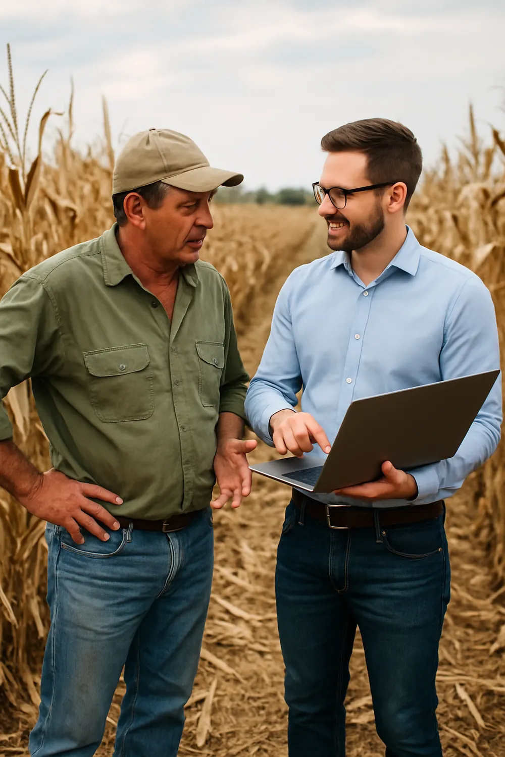 Consultoria a produtores durante visita ao cliente do agronegócio